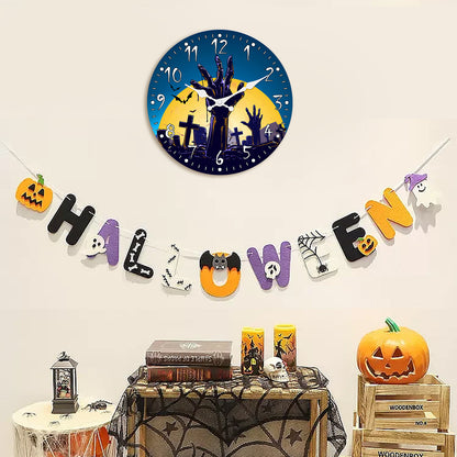 Halloween Wall Clock Crafts for Kids Silent Non Ticking Battery Operated Decorative Clock for Bedroom Kitchen Living Room School