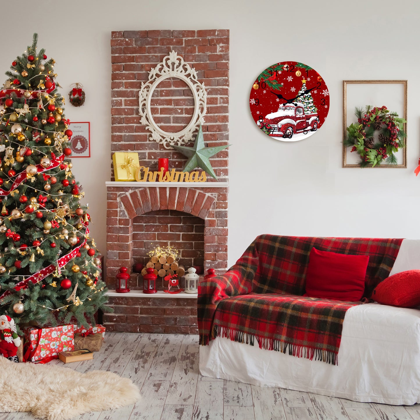 Christmas Tree Wall Clock Silent Non-Ticking Battery Operated Christmas Decorations Indoor Home Decor Clearance