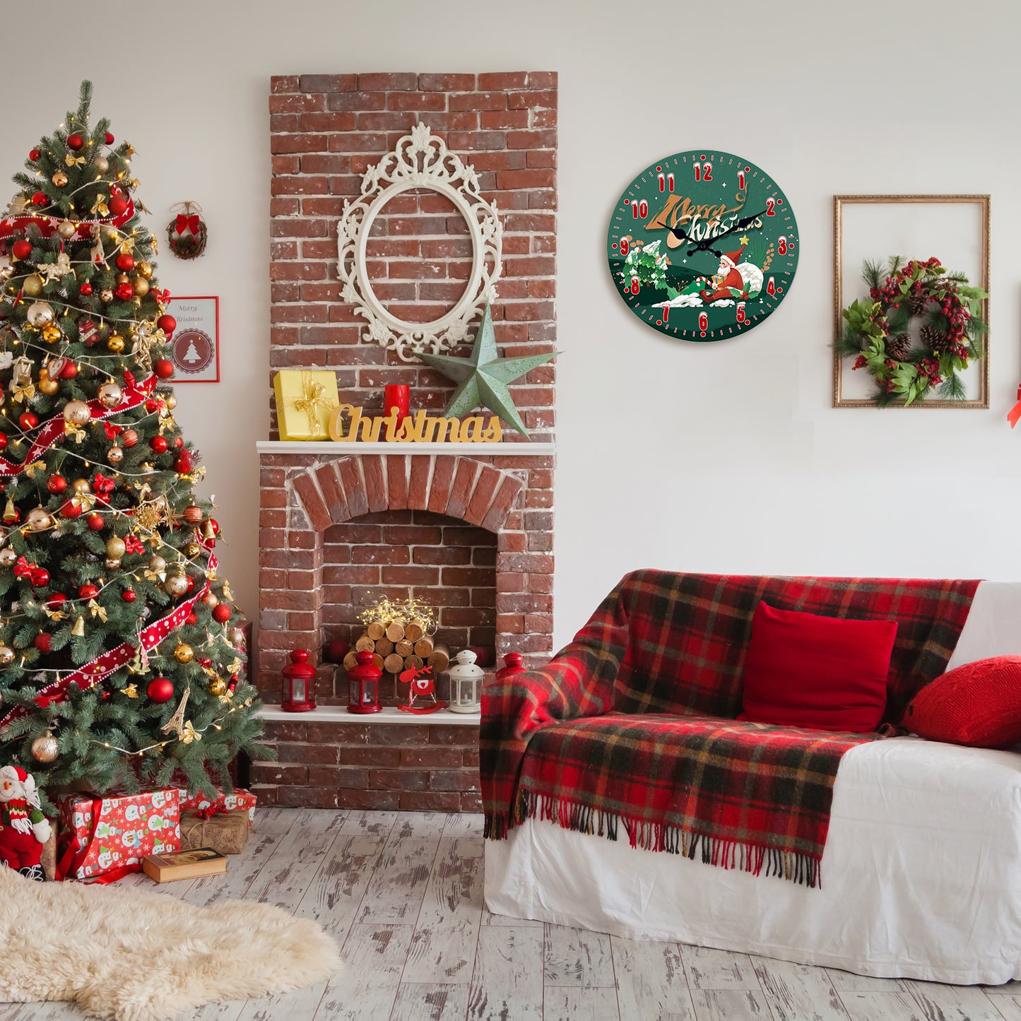 Santa Claus Christmas Decorations Wall Clock Silent Non-Ticking Battery Operated Christmas Decorations Clearance  Home Decor