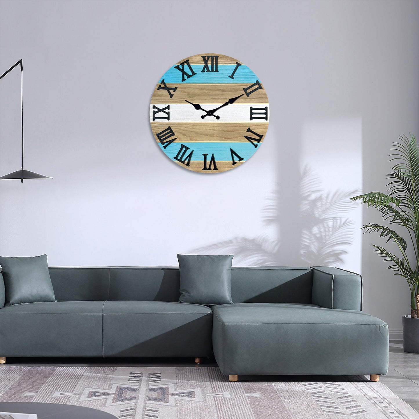 Constantplanet Wooden Wall Clock Silent Non-Ticking Movement Battery Operated Decorative Clock for Living Room, Bedroom, Kitchen