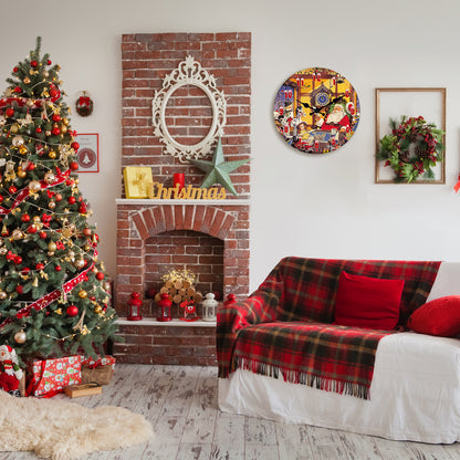 A letter from Santa Claus Christmas Wall Clock Silent Non-Ticking Battery Operated Christmas Decorations Indoor Home Decor Clearance