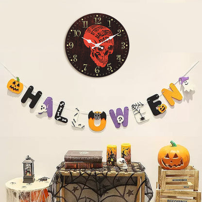 Orologio da parete decorativo senza ticchettio per la notte di Halloween, stile Nightmare Before Christmas, per camera da letto, cucina, soggiorno, scuola
