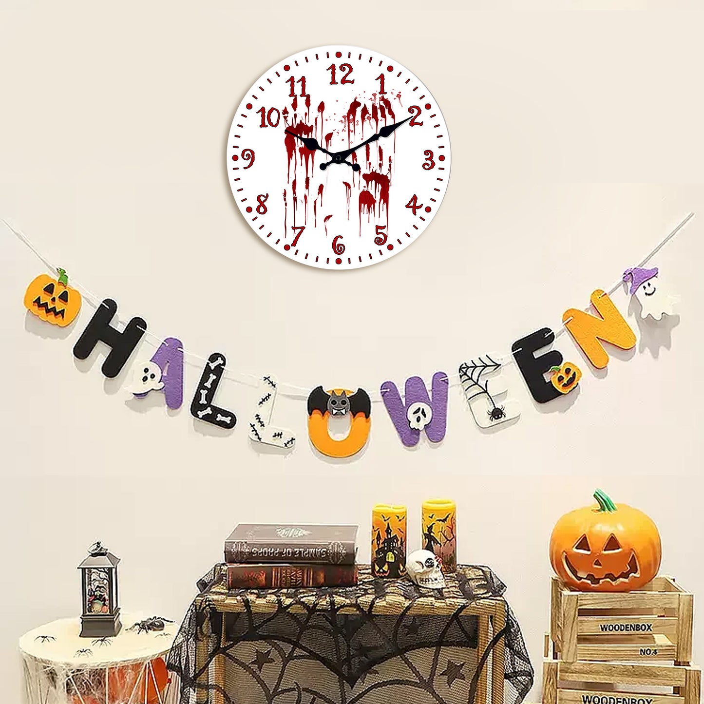 Halloween Vampire Wall Clock Nightmare Before Christmas Clock Non Ticking Decorative for Bedroom Kitchen Living Room School