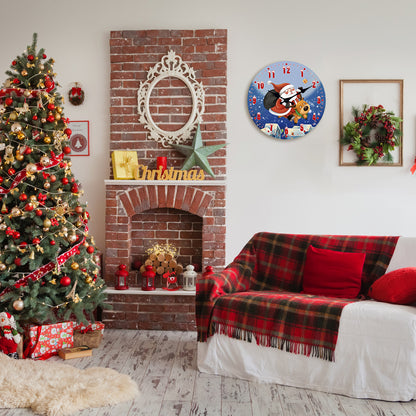 Christmas Santa Claus Wall Clock Silent Non-Ticking Battery Operated Christmas Decorations Indoor Home Decor Clearance