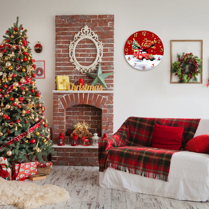 Merry Christmas Wall Clock Silent Non-Ticking Battery Operated Christmas Tree Decorations Indoor Home Decor Clearance