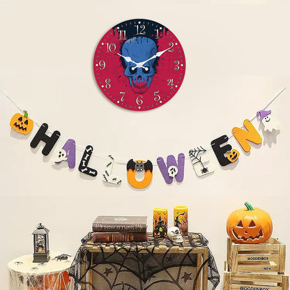 Halloween Night Wall Clock Non Ticking Decorative Nightmare Before Christmas Clock for Bedroom Kitchen Living Room School