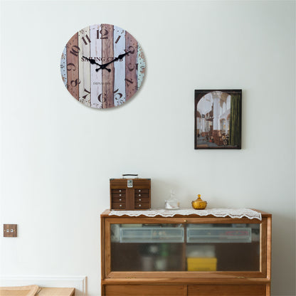 Rustic Decorative Wall Clocks 14 Inchs Battery Operated Non-ticking Farmhouse Clocks for Livingroom