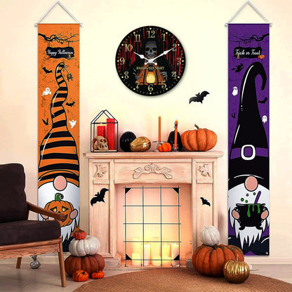 Halloween Night Wall Clock Gothic Wall Clock Non Ticking Decorative for Bedroom Kitchen Living Room School