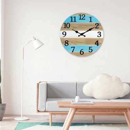 Constantplanet Wooden Wall Clock Silent Non-Ticking Movement Battery Operated Decorative Clock for Living Room, Bedroom, Kitchen