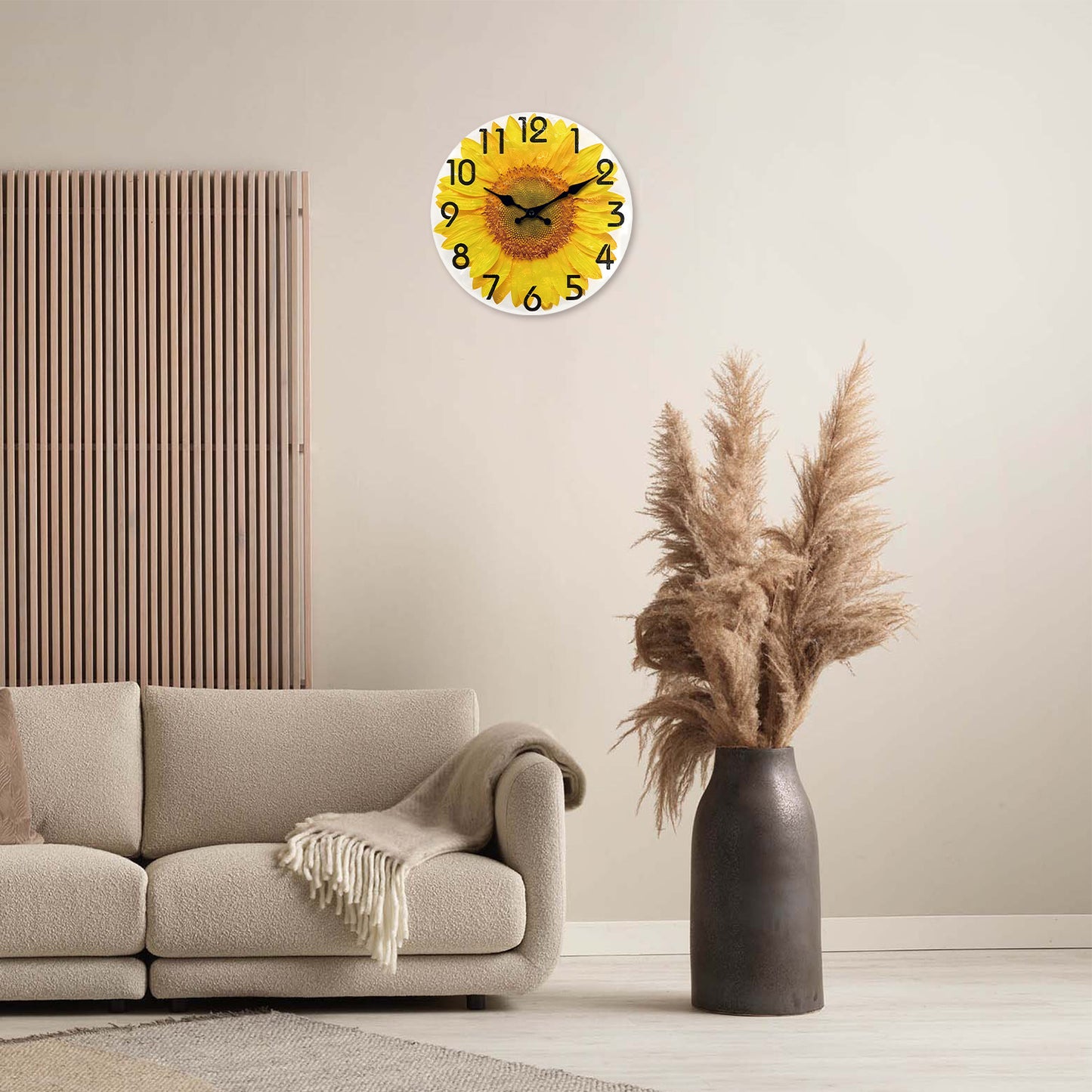 Sunflower Farmhouse Wall Clocks Battery Operated 10 Inch Silent Non Ticking Rustic Wall Clock