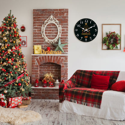 Christmas Tree Wall Clock Silent Non-Ticking Battery Operated Christmas Decorations Indoor Home Decor Clearance