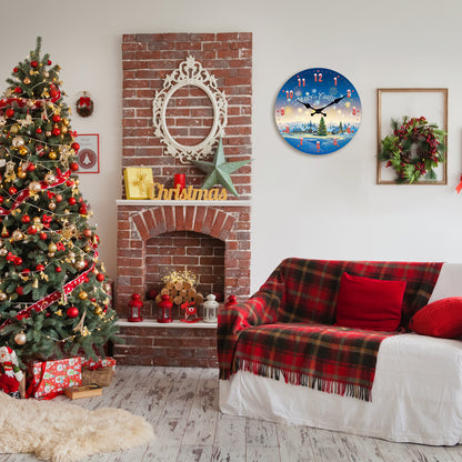 Merry Christmas Wall Clock Silent Non-Ticking Battery Operated Christmas Decorations Indoor Home Decor Clearance