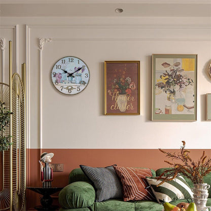 Lady's Vase Minimalist MDF Wall Clock – 10 Inch & 14 Inch Wall Clocks Battery Operated for Living Room Silent Non Ticking Wall Clock