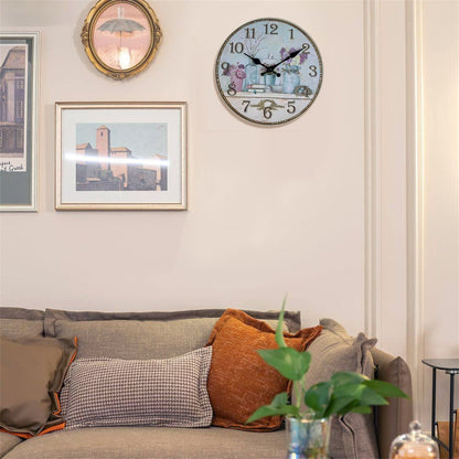 Lady's Vase Minimalist MDF Wall Clock – 10 Inch & 14 Inch Wall Clocks Battery Operated for Living Room Silent Non Ticking Wall Clock