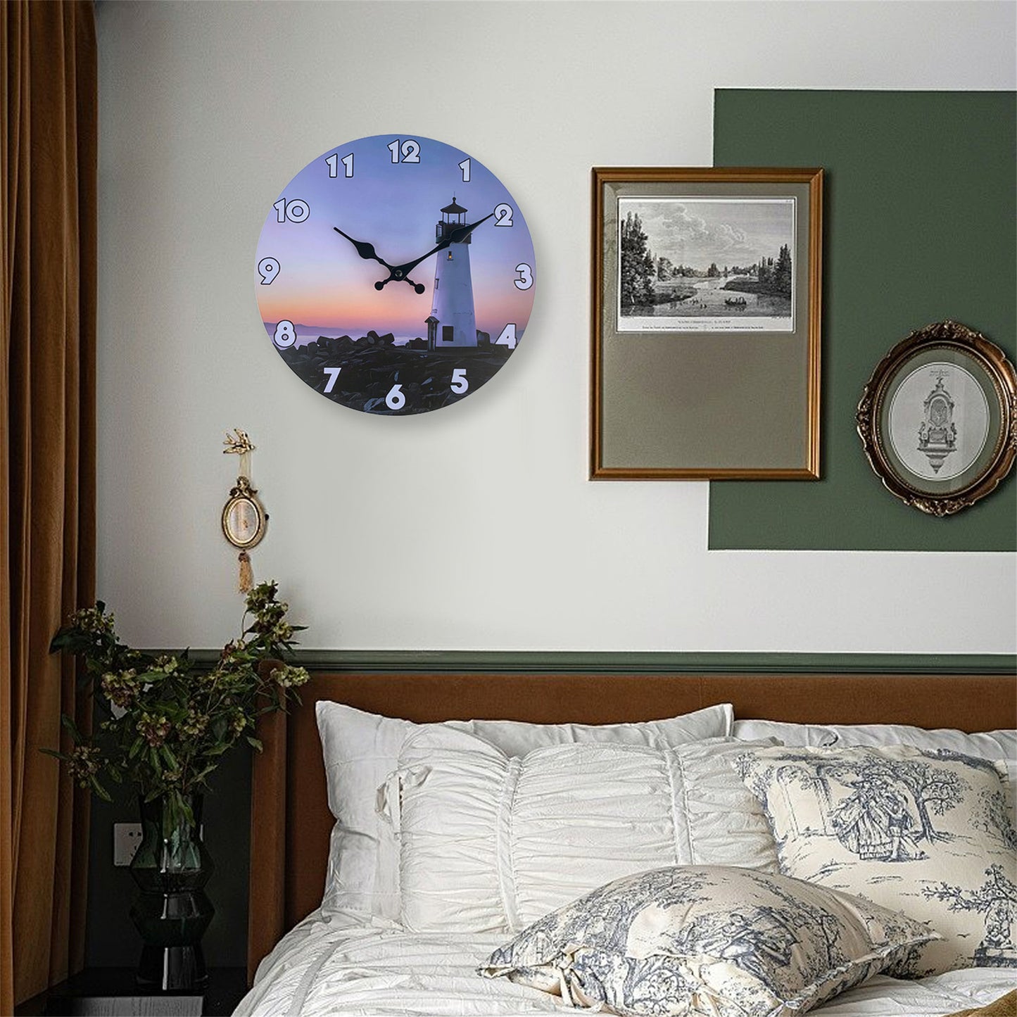 Beach Wall Clock Battery Operated 16 inch Non-ticking Coastal Clocks for Livingroom, Bedroom, Kitchen, bathroom