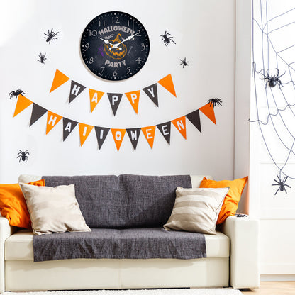 Halloween Wall Clock Pumpkin Party Decoration Clock Silent Non Ticking Battery Operated for Bedroom Kitchen Living Room School