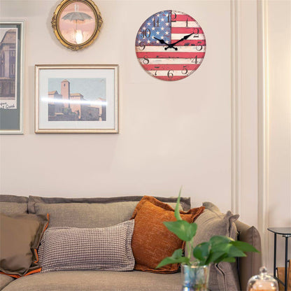 Orologio da parete con bandiere americane, 14 pollici, a batteria, senza ticchettio, grande, facile da leggere, per ufficio, aula, scuola, casa, cucina