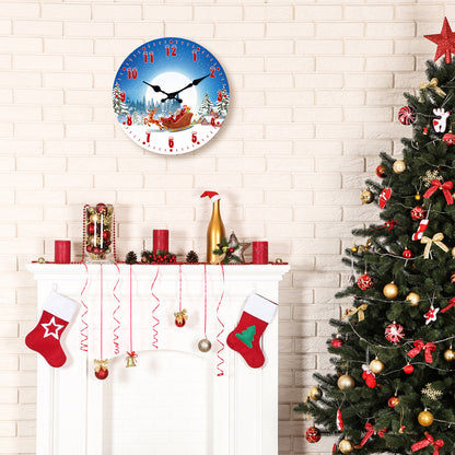 Christmas Wall Clock Christmas Decorations Santa Claus Silent Non-Ticking Battery Operated Indoor Home Decor Clearance