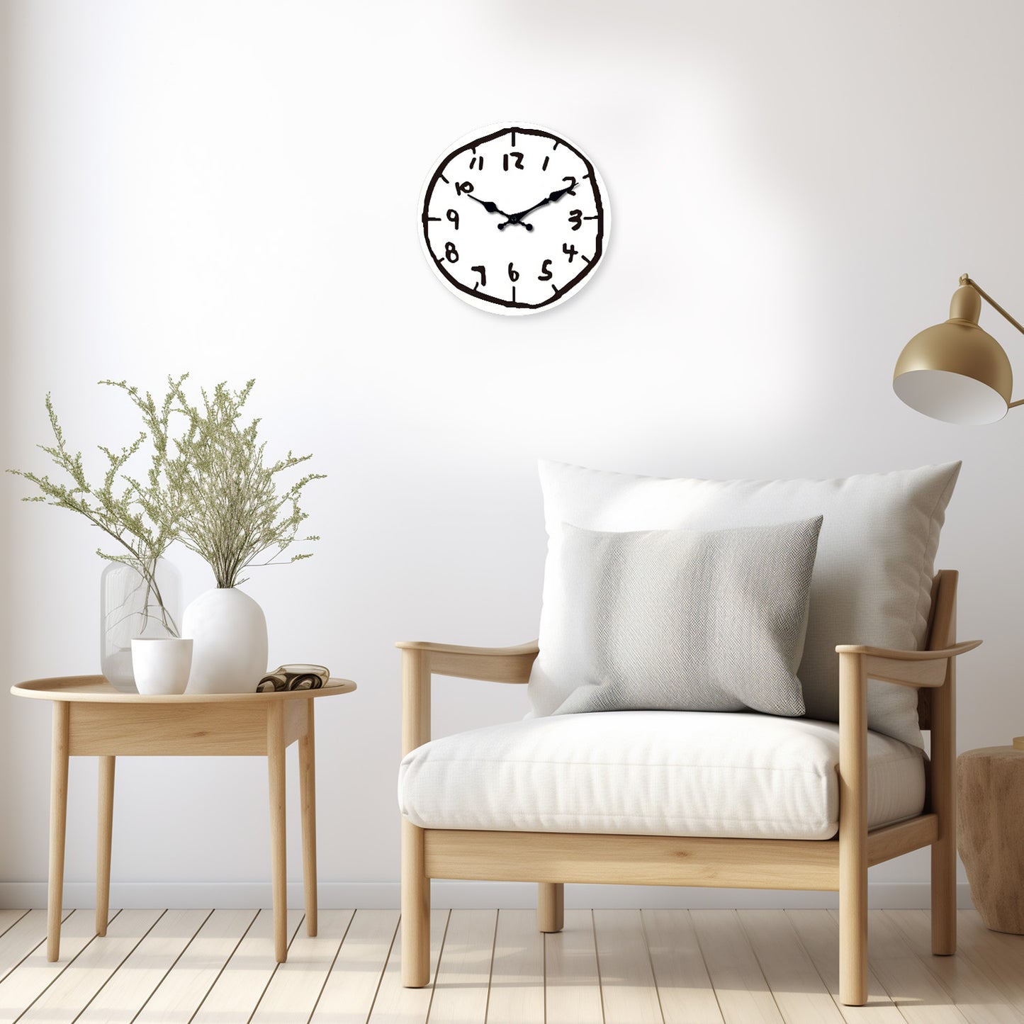 White Wall Clock Minimalist Unique Decorative Clock Ornament for Study Room Bedroom Home Office, White