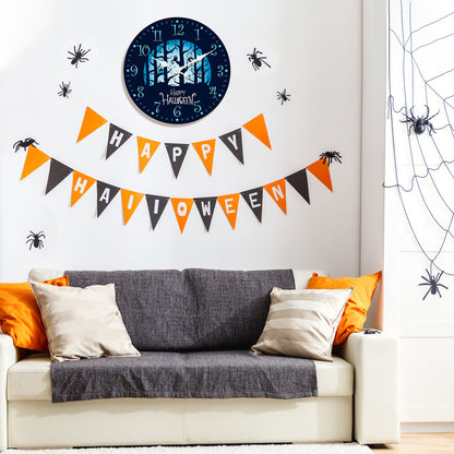 Halloween Night Wall Clock Non Ticking Decorative Nightmare Before Christmas Clock for Bedroom Kitchen Living Room School