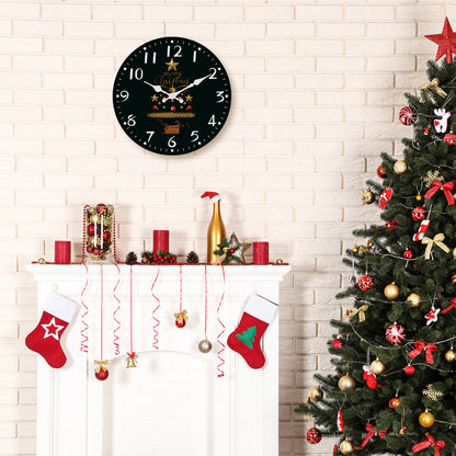 Christmas Tree Wall Clock Silent Non-Ticking Battery Operated Christmas Decorations Indoor Home Decor Clearance