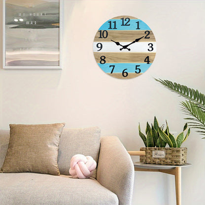 Constantplanet Wooden Wall Clock Silent Non-Ticking Movement Battery Operated Decorative Clock for Living Room, Bedroom, Kitchen