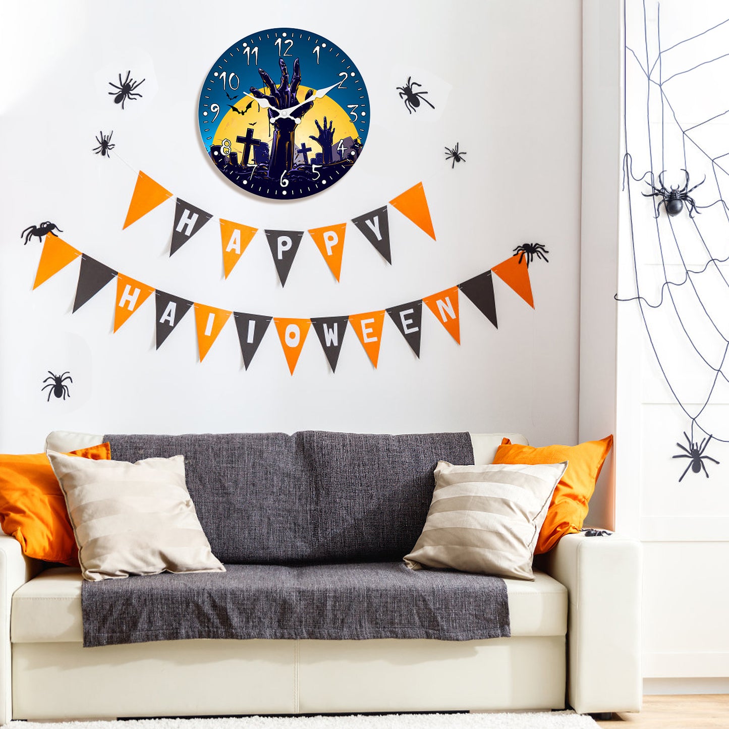 Halloween Wall Clock Crafts for Kids Silent Non Ticking Battery Operated Decorative Clock for Bedroom Kitchen Living Room School