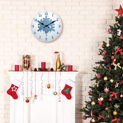 Snow Scene Reindeer  Christmas Wall Clock Silent Non-Ticking Battery Operated Christmas Decorations Indoor Home Decor Clearance