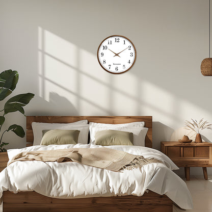 Constantplanet 12-Inch Wooden Frame Wall Clock with Retro Silent Non-Ticking Battery Operated Decorative Clock for Living Room, Bedroom, Kitchen