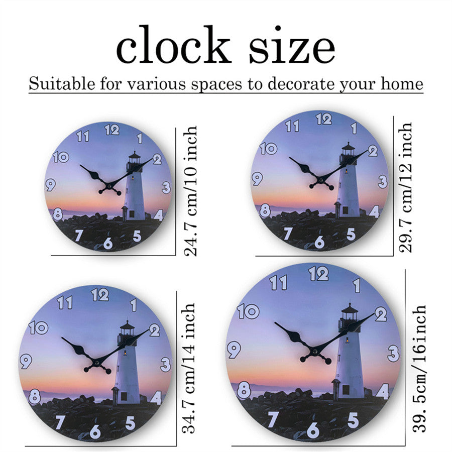 Beach Wall Clock Battery Operated 16 inch Non-ticking Coastal Clocks for Livingroom, Bedroom, Kitchen, bathroom