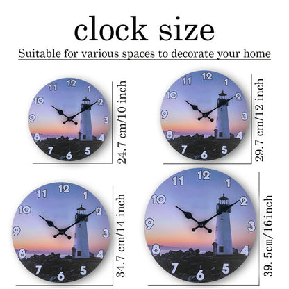 Beach Wall Clock Battery Operated 16 inch Non-ticking Coastal Clocks for Livingroom, Bedroom, Kitchen, bathroom