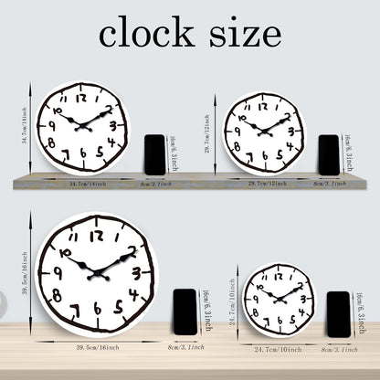 White Wall Clock Minimalist Unique Decorative Clock Ornament for Study Room Bedroom Home Office, White