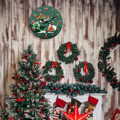 Santa Claus Christmas Decorations Wall Clock Silent Non-Ticking Battery Operated Christmas Decorations Clearance  Home Decor