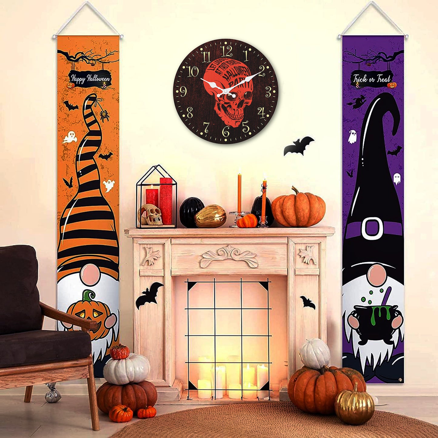 Orologio da parete decorativo senza ticchettio per la notte di Halloween, stile Nightmare Before Christmas, per camera da letto, cucina, soggiorno, scuola