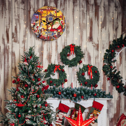 A letter from Santa Claus Christmas Wall Clock Silent Non-Ticking Battery Operated Christmas Decorations Indoor Home Decor Clearance