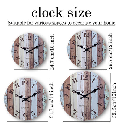 Rustic Decorative Wall Clocks 14 Inchs Battery Operated Non-ticking Farmhouse Clocks for Livingroom