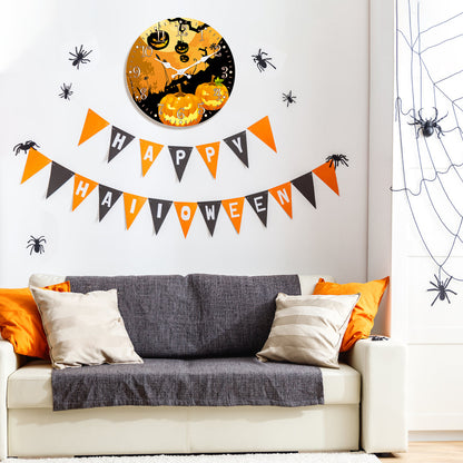 Orologio da parete per la notte di Halloween, decorazione autunnale con zucca, orologio senza ticchettio, decorativo per camera da letto, cucina, soggiorno, scuola