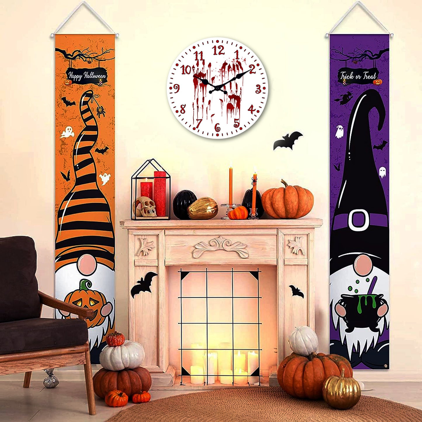 Halloween Vampire Wall Clock Nightmare Before Christmas Clock Non Ticking Decorative for Bedroom Kitchen Living Room School