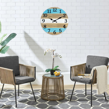 Constantplanet Wooden Wall Clock Silent Non-Ticking Movement Battery Operated Decorative Clock for Living Room, Bedroom, Kitchen