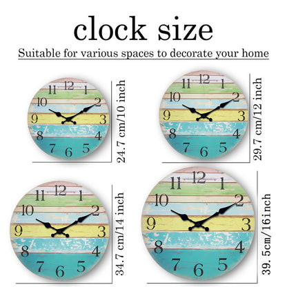 Colorful gradient stripe wall clock Clock Quartz Wood MDF  Wall Clock Battery Operated Non-ticking Clocks Wall