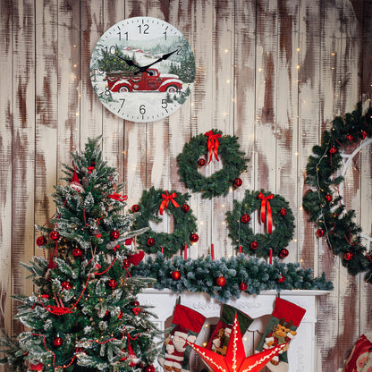 Farmhouse Christmas Wall Clock Silent Non-Ticking Battery Operated Christmas Decorations Indoor Home Decor Clearance