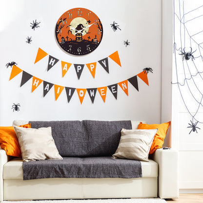 Orologio da parete per la notte di Halloween, decorazione autunnale con zucca, orologio senza ticchettio, decorativo per camera da letto, cucina, soggiorno, scuola