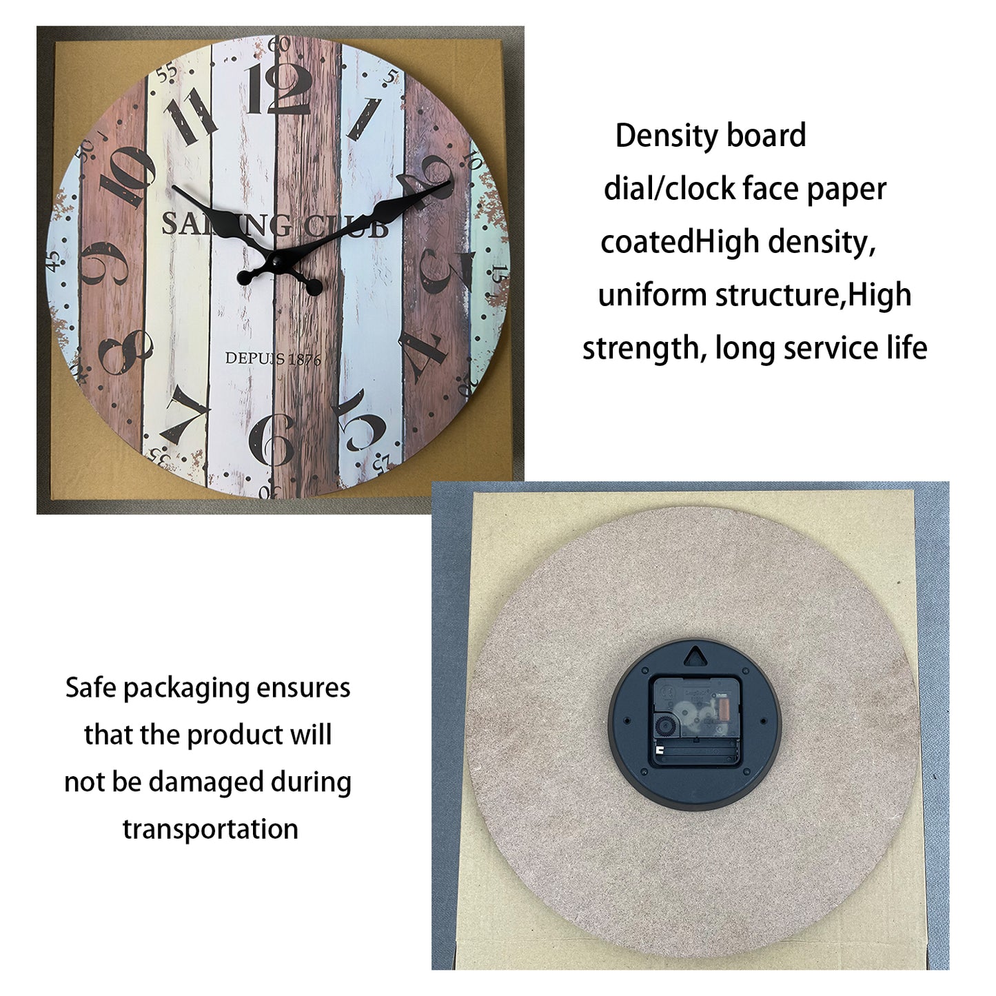 Rustic Decorative Wall Clocks 14 Inchs Battery Operated Non-ticking Farmhouse Clocks for Livingroom