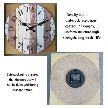 Rustic Decorative Wall Clocks 14 Inchs Battery Operated Non-ticking Farmhouse Clocks for Livingroom
