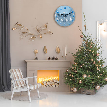 Christmas Snow Scene Reindeer Wall Clock Silent Non-Ticking Battery Operated Christmas Decorations Indoor Home Decor Clearance