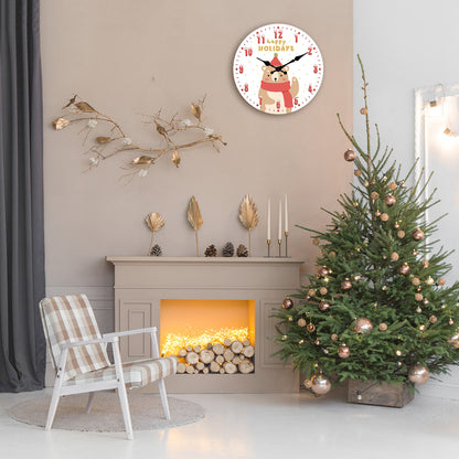 Happy Christmas Wall Clock Silent Non-Ticking Battery Operated Christmas Decorations Indoor Home Decor Clearance