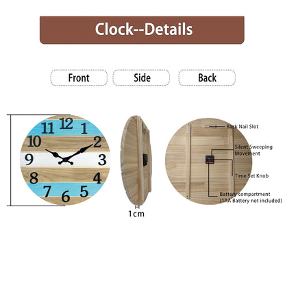 Constantplanet Wooden Wall Clock Silent Non-Ticking Movement Battery Operated Decorative Clock for Living Room, Bedroom, Kitchen