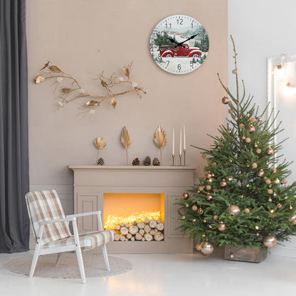 Farmhouse Christmas Wall Clock Silent Non-Ticking Battery Operated Christmas Decorations Indoor Home Decor Clearance