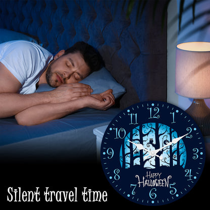 Halloween Night Wall Clock Non Ticking Decorative Nightmare Before Christmas Clock for Bedroom Kitchen Living Room School