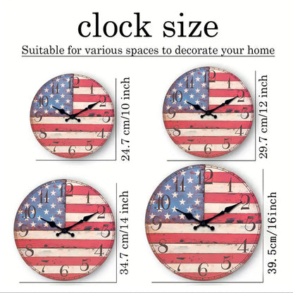 Orologio da parete con bandiere americane, 14 pollici, a batteria, senza ticchettio, grande, facile da leggere, per ufficio, aula, scuola, casa, cucina